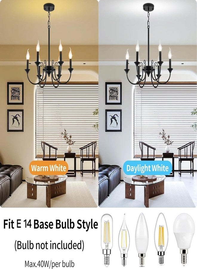 WOKE Farmhouse Chandelier, 6-Light Black Chandelier Light Fixture for Dining Room, Rustic Industrial Pendant Ceiling Light Fixture Candle Chandelier for Living Room Kitchen Island (Bulb not Included) - Image 3